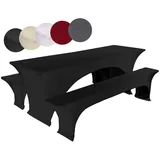 TexDeko Biertischhusse gepolstert Schwarz 220 x 70 cm
