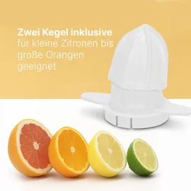 Bomann Bomann® Saftpresse elektrisch | Start-/Stoppfunktion | 1,2L Orangensaftpresse | inkl. 2 Kegel | Rechts-Linkslauf | Orangenpresse | ZP 1092 CB - Weiß