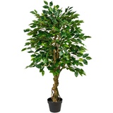 Fuchs Versand 24/7 Ficus Benjamini, ca 125cm grün, Kunststoff, im Topf 17x14cm schwarz