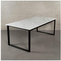 MAGNA Atelier Esstisch BERGEN mit Marmor Tischplatte, Esstisch eckig, Metallgestell, 160x80x75cm & 200x100x75cm weiß 160 cm x 75 cm x 100 cm