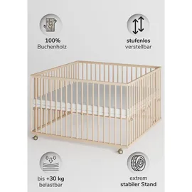 Sämann Laufgitter, mit Matratze – Schlupfsprossen - natur | Gr.: 120x120 cm,