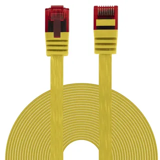 BIGtec Ethernet LAN Kabel 10m flexibles flaches Netzwerkkabel Patchkabel gelb flachband Cable Gigabit DSL ISDN Flachbandkabel Verlegekabel RJ45 Stecker
