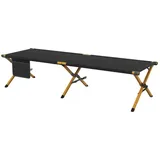 Outsunny Sonnenliege, Gartenliege, Klappbarer Liegestuhl mit Seitentache, Schwarz,