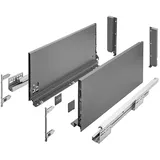 GTV Schubladenschienen AXIS PRO I Schubladenauszüge mit Vollauszug I Anthrazit I Belastbarkeit bis 40 kg I Push to Open Systeme I den Freien Zugang I Breite: 550 mm I Höhe: 200 mm