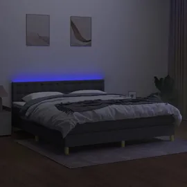 vidaXL Boxspringbett mit Matratze & LED Dunkelgrau 180x200 cm Stoff