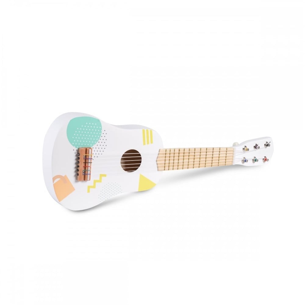 Moni Musikspielzeug Holzgitarre 3601 Länge 55 cm, 6 Saiten, ab 3 Jahren weiß