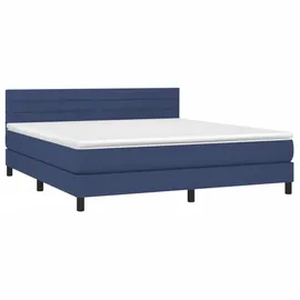 vidaXL Boxspringbett mit Matratze & LED Blau 180x200 cm Stoff