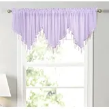 Devola Dreieckiger querbehang Gardine spitze Scheibengardinen modern transparent Kurzer Vorhang mit hängenden Kristallperlen Küchenfenster Volant heimdekorationen Panneaux BxH 130x60cm Violett 1 Stück