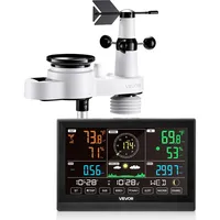 Vevor 5-in-1-Wetterstation, 7,5-Zoll-Display, solarbetriebener Außensensor, Regenmesser, für Wettervorhersage, Temperatur,