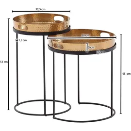 Wohnling Beistelltisch, (DH 38x45 cm) - gold - DH 38x45 cm