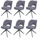 Mendler 6er-Set Esszimmerstuhl HWC-N72, Polster-Küchenstuhl, drehbar Auto-Return, Stoff/Textil (420g/m2) creme - Beige