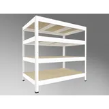 Schwerlastregal Biedrax 60 x 90 x 120 cm, Weiß, 4 Fachböden OSB 10 mm, Fachlast 300 kg pro Fachboden