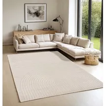 The CarPET Elisa moderner Wohnzimmer Teppich, geometrisches Design, hohe Flordichte und angenehm weich, Beige, 160 x 220 cm