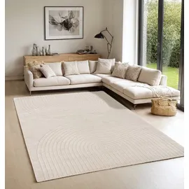 The CarPET Elisa moderner Wohnzimmer Teppich, geometrisches Design, hohe Flordichte und angenehm weich, Beige, 160 x 220 cm