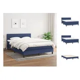 vidaXL Boxspringbett mit Matratze Blau 140x200 cm Stoff