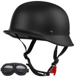 BYGMWEP Vintage Motorradhelm Halbhelme mit ECE, Halbschalenhelm für Herren und Damen, Jethelm Retro, Chopper Helm, Scooter-Helm, Fahrradhelm, mit Schnellverschlussschnallen 55~62cm