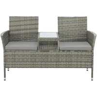Svita Chicago Rattan-Bank Garten-Bank Lounge Sitzecke Grau
