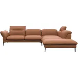 flexlux Ecksofa FLEXLUX "Salino, Funktionssofa mit Ottomane, Relaxsofa, Ecksofa", braun (modern cognac braun), B:287cm H:88cm T:239cm, Sofas, Ecksofa, Sofa mit Arm- und Kopfteil-Verstellungen, Kaltschaum & Stahl-Wellen