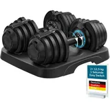 Skandika Hantelset Paino | 2x Hantel verstellbar, 11 Stufen, 1,5 bis 12,5 kg, Kurzhantel, All-in-One Design, Schneller Gewichte Wechsel, Kompakt | Dumbbell, Verstellbare Hanteln für Zuhause, Fitness