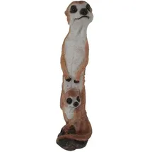 FD Dekofigur Erdmännchen mit Kind 47 x 13,5 cm braun