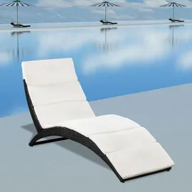 vidaXL Sonnenliege 162 x 64 x 86 cm schwarz/cremeweiß inkl. Auflage klappbar