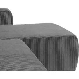 Mirjan24 Wohnlandschaft Piano U Cord, Wohnzimmer Eckcouch mit Bettkasten und Schlaffunktion, Schwarze Füße, Wellenfeder, U-Form (Farbe: Poso 100) - Beige