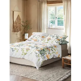 IRISETTE Seersucker Bettwäsche Easy 8547 Blumen Gelb 135 x 200 cm + 80 x 80 cm
