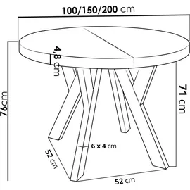pphu meblokar karol wierczyski Designer Runder Ausziehtisch 100 x 76 x 100 cm braun