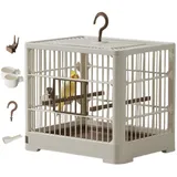 Tragbarer Reise-Vogelkäfig | Kompakter Vogelkäfig | Vogeltransportkäfig | Vogelkäfig Set für kleine Haustiere mit 2 Futterspendern, Vogeltransportkäfig für kleine Wellensittiche, Finken,