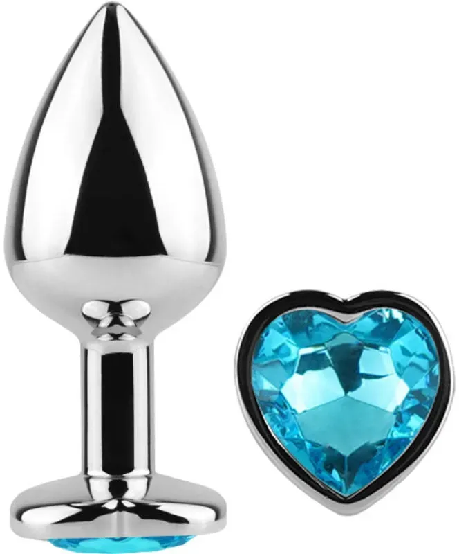 SECRETPLAY - BUTT PLUG AUS METALL, BLAUES HERZ, KLEINE GRÖSSE 7 CM