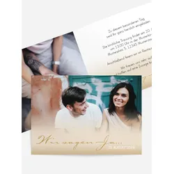 Einladung zur Hochzeit selbst gestalten mit Spruch und Fotos im Onlinedesigner bei Meine-Kartenmanufaktur.de