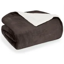 Blumtal Premium Sherpa Kuscheldecke 130 x 150 cm Dunkelbraun