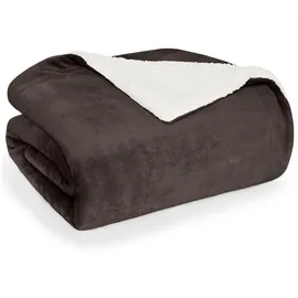 Blumtal Premium Sherpa Kuscheldecke 130 x 150 cm Dunkelbraun
