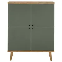 Lomadox Wohnzimmer Esszimmer Anrichte Highboard in Eiche mit grün Modern