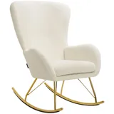 Tectake Schaukelstuhl 70 x 100 x 93 cm Bouclé Creme/Gold