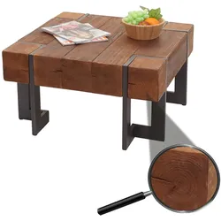Couchtisch MCW-A15, Wohnzimmertisch, Tanne Holz rustikal massiv MVG-zertifiziert ~ braun 70x70cm
