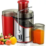 Juilist Licuadora para Verduras y Frutas, Canal de Alimentación de 65 mm, 3 Posiciones, con Cepillo de Limpieza, Fácil de Limpiar, Sin BPA, Rojo