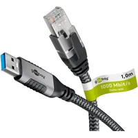 goobay USB-A auf RJ45 1 m Schwarz/ Silber