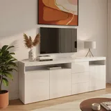 borchardt Möbel Sideboard 200 x 72 x 35 cm Weiß / Glänzend