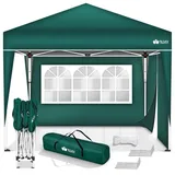 tillvex Partyzelt tillvex® Pavillon 3x3m Wasserdicht Gartenzelt Faltpavillon Partyzelt, (3x3m wasserdicht, Pop-Up Faltpavillon höhenverstellbar), Einfacher Aufbau in Minuten grün