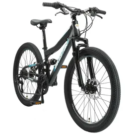 Bikestar MTB Vollstahl 21fach 24 Zoll schwarz/benzin schwarz, 33, CM