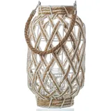 MARELIDA Windlicht mit Glaseinsatz Laterne Juteiseil maritime Dekoration 30cm