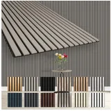 Hexim Wanddekoobjekt AP02 (Akustikpaneele 278x60cm Holz Comfort - flexible Holzpaneele Platten Lamellenwand MDF Wandpaneele Lamellenverkleidung Wandverkleidung schalldämmend 1.67m2 Sandgrey) grau
