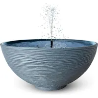 Solar-Brunnen Set für draußen - 45 x 23 cm Schale grau - Grau/Schwarz