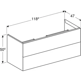 Geberit Waschtischunterschrank 2 Schubladen 118,4 x 50,4 x 47 cm Sandgrau