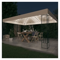 VidaXL Pavillon mit LED-Lichterkette 3x4 m Creme Stoff