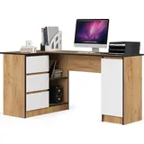 akord furniture factory AKORD B20 links in der Farbe Eiche Craft mit 3 Schubladen Front Weiß Eichenfarben