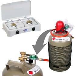Gazcamp Gaskocher Campingkocher + 5Kg Gasflasche (leer) + Schlauch + Regler im S...