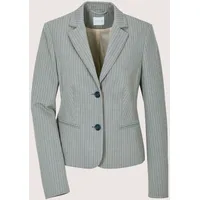 Madeleine Kurzblazer mit Nadelstreifen", Damen, Gr. 34, blau (rauchblau, kiesel, goldfarben), Obermaterial: 64% Viskose CV. 24% Polyamid PA. 7% Polyester PES. 5% Elasthan EL., Modern, tailliert, Blazer, Streifenblazer mit Glanzefekt