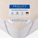 PROCAVE Matratzen-Auflage aus 100% Baumwolle, Natur-Matratzenschoner atmungsaktiv, hochwertige Moltonauflage als Matratzenschutz, Premium Qualität Made in Germany 200x210 cm
